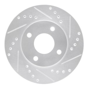 Ford Ecosport Brake Rotor (1) - Front Right - R1 Concepts - Drilled & Slotted - Silver - `00-`15